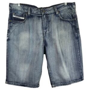 W Ecko Unltd. Y2K Vintage Baggy Blue Denim Shorts Mens Size 36 Rhino Hip Hop